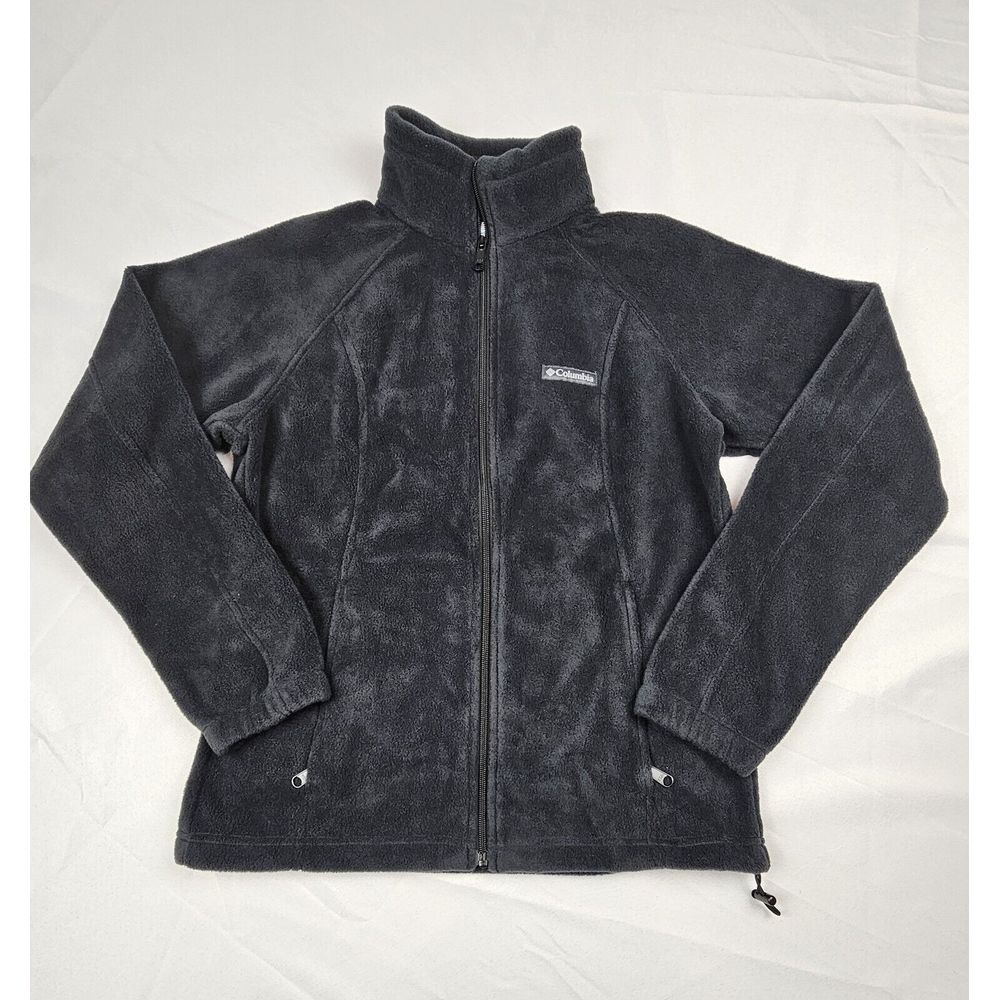 Columbia Jacket Womens Medium. Full Zip Black Long Sleeve Mock Neck‎ Fleece